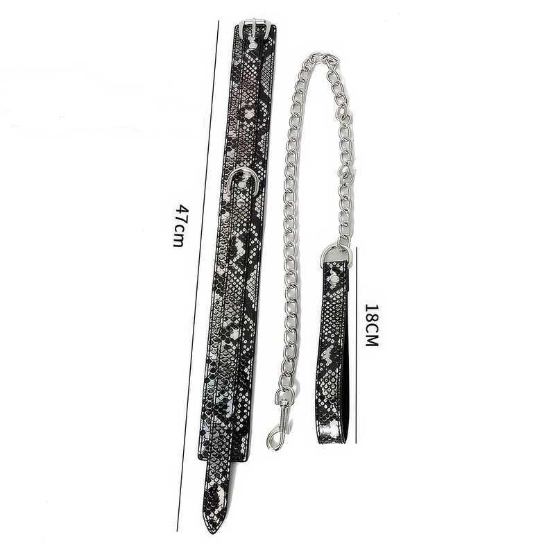 Choker BDSM a Scaglie Iridescenti con Guinzaglio a Catena — vista prodotto 11