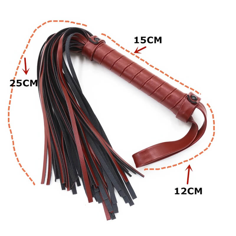 Fruste e frustini BDSM: flogger ebano e cremisi — vista prodotto 6