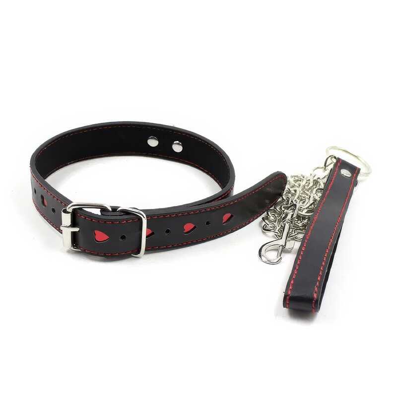 Choker BDSM Cuori Rossi con Guinzaglio da 72 cm — vista prodotto 2