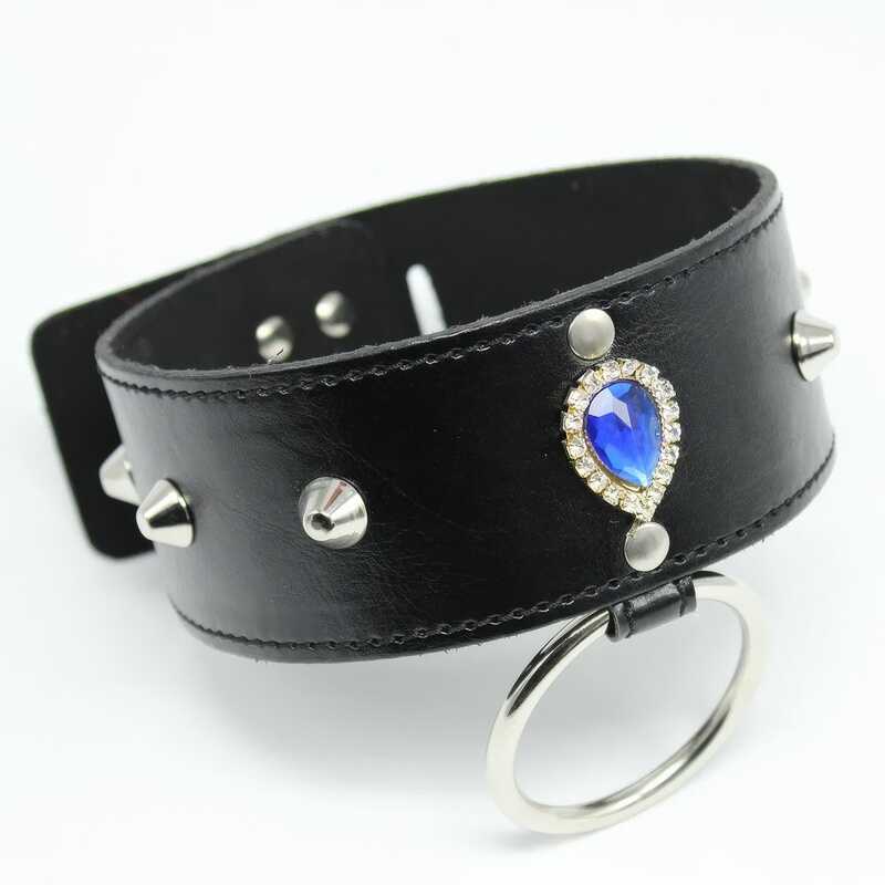 Collier à cabochon bleu et laisse de 78 cm — vue du produit 3