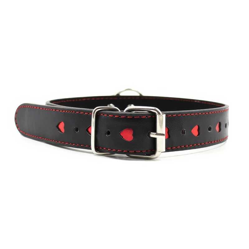 Choker BDSM Cuori Rossi con Guinzaglio da 72 cm — vista prodotto 4