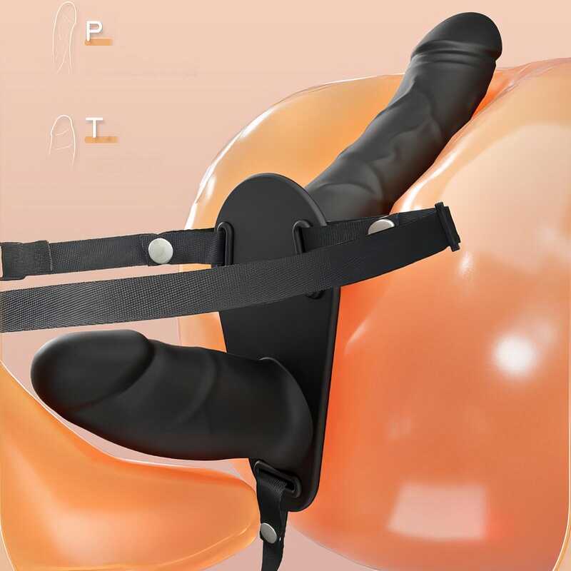 Double-Ended Vibrating Realistic Strap-On Dildo — product view 2