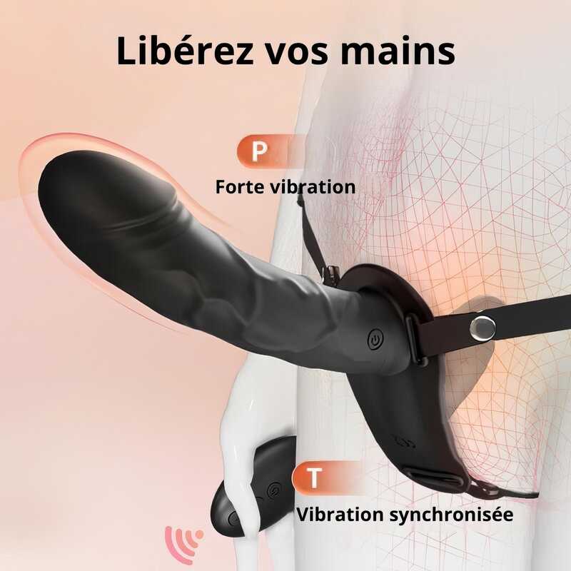 Double-Ended Vibrating Realistic Strap-On Dildo — product view 4