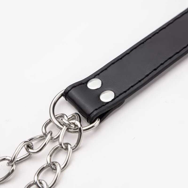 Choker BDSM pet play con campanella e guinzaglio a catena — vista prodotto 4